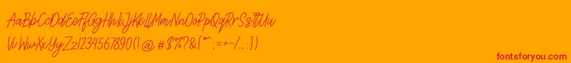 Lettia-Schriftart – Rote Schriften auf orangefarbenem Hintergrund