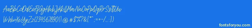 Lettia Font – Yellow Fonts on Blue Background