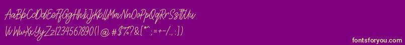 Lettia Font – Yellow Fonts on Purple Background