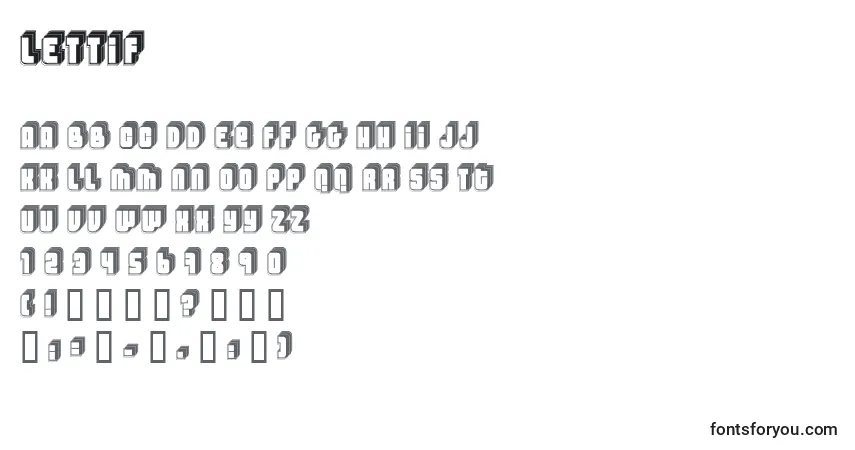 A fonte LETTIF   (132514) – alfabeto, números, caracteres especiais