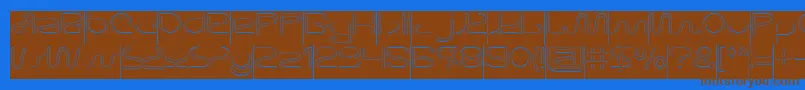 フォントLetting The Cabble Sleep Hollow Inverse – 茶色の文字が青い背景にあります。