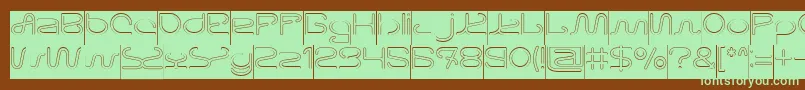 フォントLetting The Cabble Sleep Hollow Inverse – 緑色の文字が茶色の背景にあります。