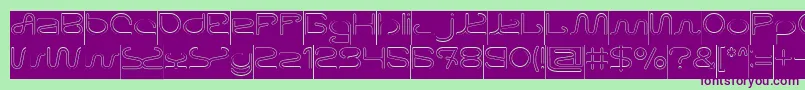フォントLetting The Cabble Sleep Hollow Inverse – 緑の背景に紫のフォント