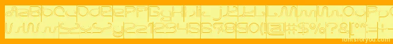 Шрифт Letting The Cabble Sleep Hollow Inverse – жёлтые шрифты на оранжевом фоне