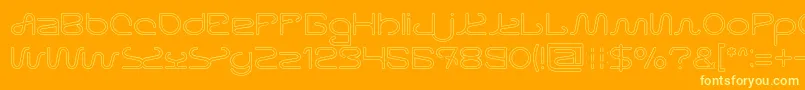 Letting The Cabble Sleep Hollow-Schriftart – Gelbe Schriften auf orangefarbenem Hintergrund