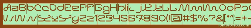 フォントLetting The Cabble Sleep Inverse – 緑色の文字が茶色の背景にあります。