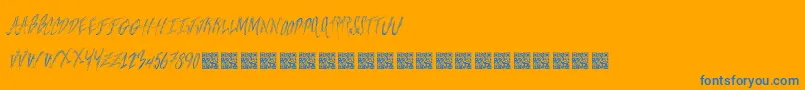 Freshsteaks-Schriftart – Blaue Schriften auf orangefarbenem Hintergrund