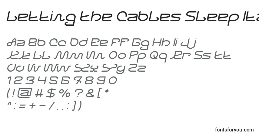 Шрифт Letting The Cables Sleep Italic – алфавит, цифры, специальные символы