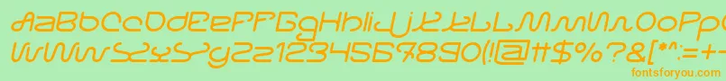Letting The Cables Sleep Italic Font – Orange Fonts on Green Background