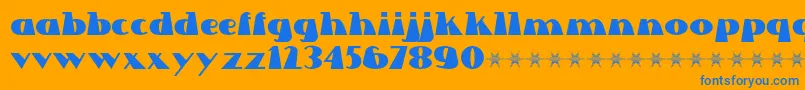 Lettre Dans Le Decor-Schriftart – Blaue Schriften auf orangefarbenem Hintergrund