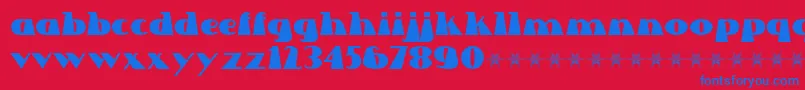フォントLettre Dans Le Decor – 赤い背景に青い文字
