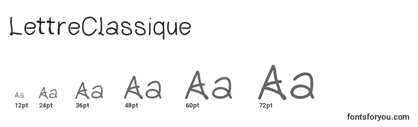 Размеры шрифта LettreClassique