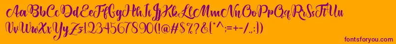 フォントLettyh – オレンジの背景に紫のフォント