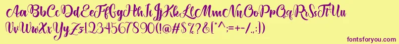 Lettyh Font – Purple Fonts on Yellow Background