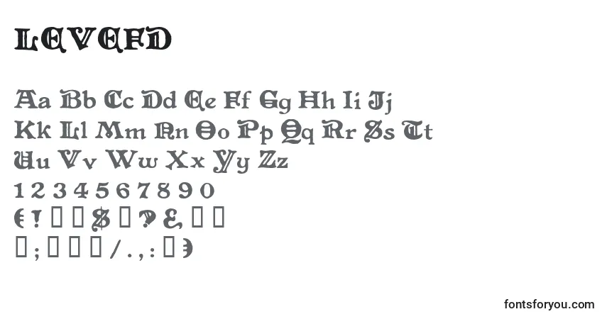 A fonte LEVEFD   (132528) – alfabeto, números, caracteres especiais