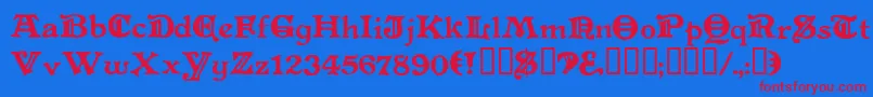 LEVEFD  -Schriftart – Rote Schriften auf blauem Hintergrund