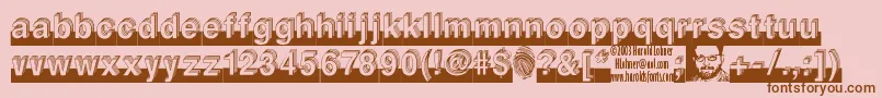 LEVEL   -Schriftart – Braune Schriften auf rosa Hintergrund