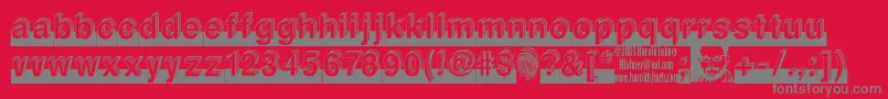 フォントLEVEL    – 赤い背景に灰色の文字