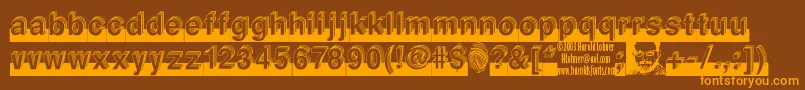 フォントLEVEL    – オレンジ色の文字が茶色の背景にあります。