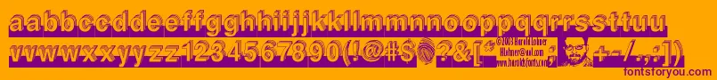 フォントLEVEL    – オレンジの背景に紫のフォント