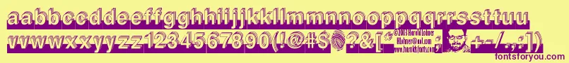 Czcionka LEVEL    – fioletowe czcionki na żółtym tle