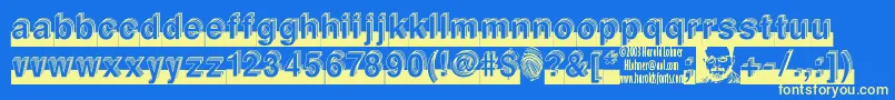 LEVEL   -Schriftart – Gelbe Schriften auf blauem Hintergrund