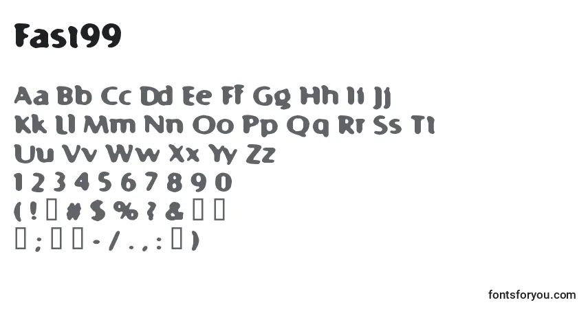 Czcionka Fast99 – alfabet, cyfry, specjalne znaki