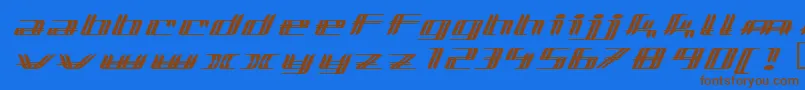 フォントlewinsky – 茶色の文字が青い背景にあります。