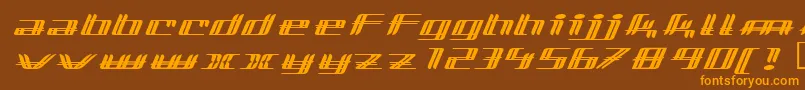 フォントlewinsky – オレンジ色の文字が茶色の背景にあります。