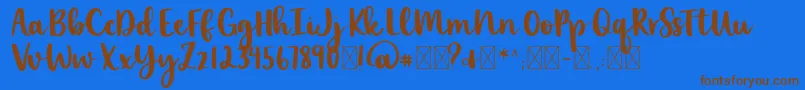 lexi new-Schriftart – Braune Schriften auf blauem Hintergrund