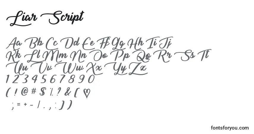 Шрифт Liar Script   (132538) – алфавит, цифры, специальные символы