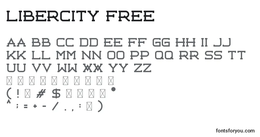 Schriftart Libercity Free – Alphabet, Zahlen, spezielle Symbole