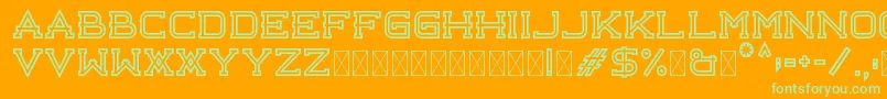 Libercity Outline Free Font – Green Fonts on Orange Background