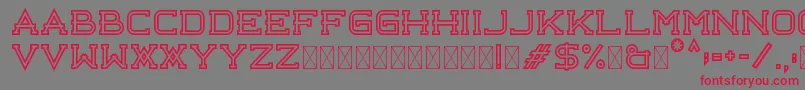 フォントLibercity Outline Free – 赤い文字の灰色の背景