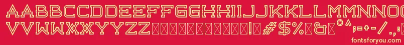 Libercity Outline Free-Schriftart – Gelbe Schriften auf rotem Hintergrund