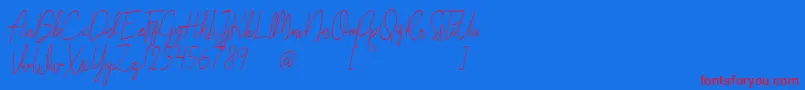 Liberika Oblique-Schriftart – Rote Schriften auf blauem Hintergrund