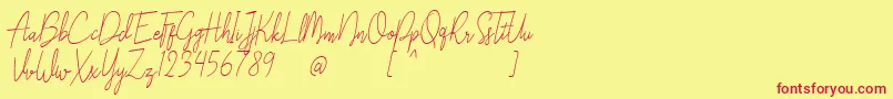 フォントLiberika Oblique – 赤い文字の黄色い背景