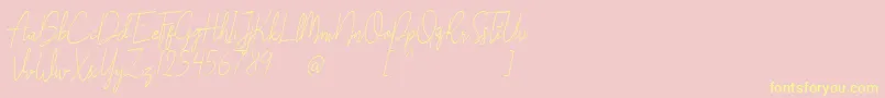 Liberika Oblique-Schriftart – Gelbe Schriften auf rosa Hintergrund