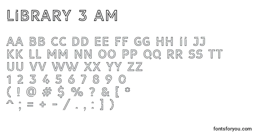 Czcionka Library 3 am – alfabet, cyfry, specjalne znaki