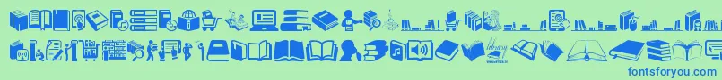 Library Font – Blue Fonts on Green Background