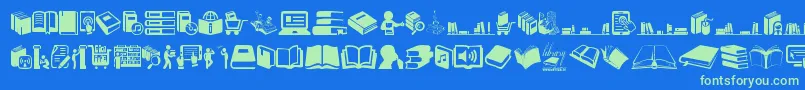 Library Font – Green Fonts on Blue Background