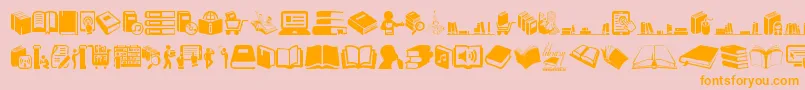 Library-Schriftart – Orangefarbene Schriften auf rosa Hintergrund