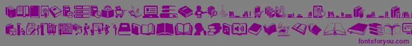 Czcionka Library – fioletowe czcionki na szarym tle