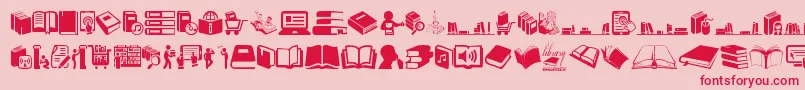 Library Font – Red Fonts on Pink Background