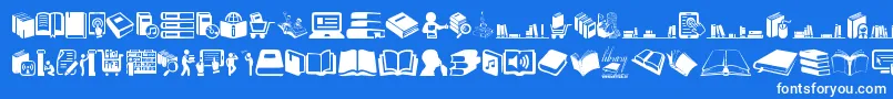 Library Font – White Fonts on Blue Background