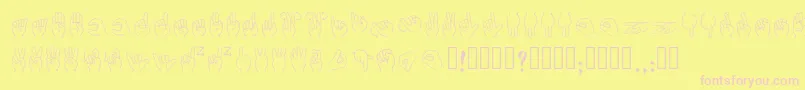 Libras2019 Regular-fontti – vaaleanpunaiset fontit keltaisella taustalla