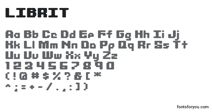 A fonte LIBRIT   (132549) – alfabeto, números, caracteres especiais