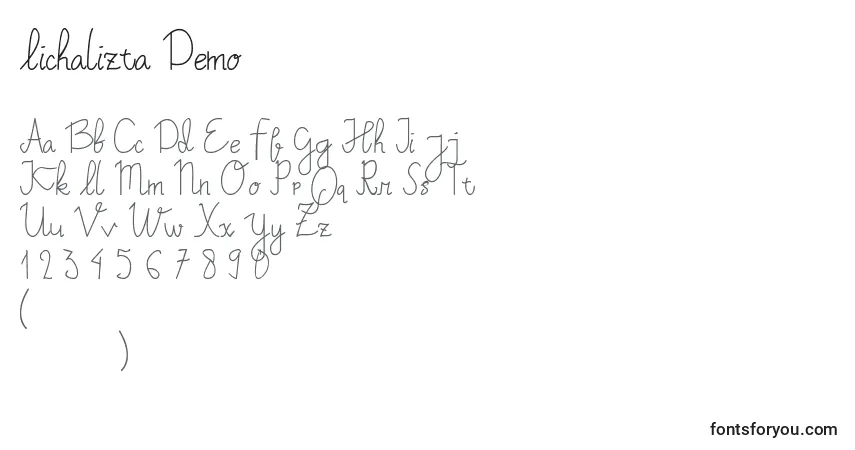 Шрифт Lichalizta Demo – алфавит, цифры, специальные символы