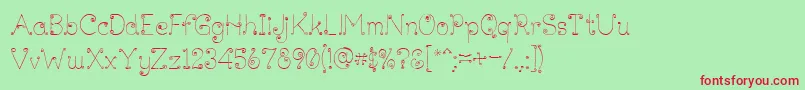 フォントLickcurl Petite – 赤い文字の緑の背景