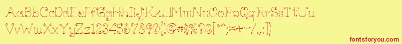 Lickcurl Petite Font – Red Fonts on Yellow Background